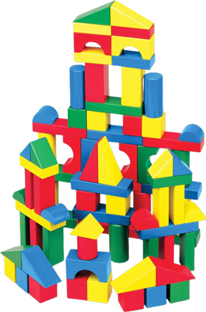 Colorful Wooden Building Blocks with Smooth Edges