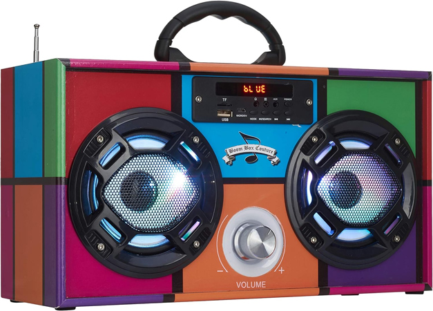 Altavoz Retro Tipo Boombox con Luces LED