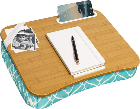 Modern Aqua Lap Desk with Smart Phone Slot