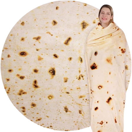 Cozy Giant Tortilla Blanket with Photo-Ready Design