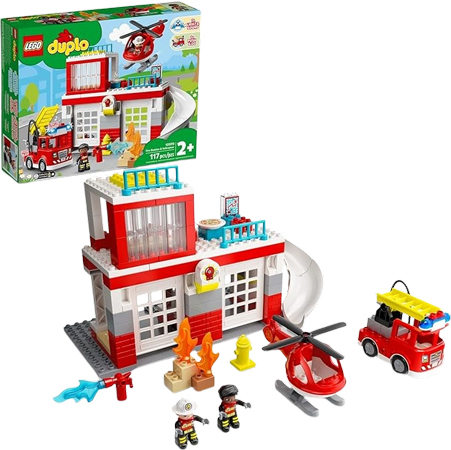 Centre de Secours LEGO DUPLO avec Hélicoptère et Camion de Pompiers