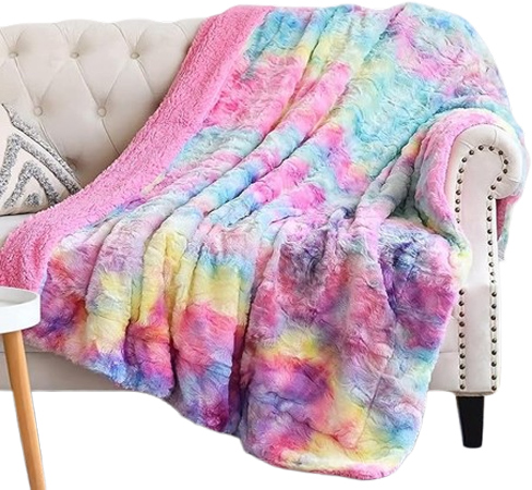 Dual-Texture Dark Rainbow Comfort Throw