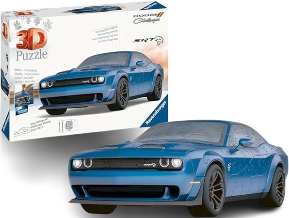 3D Dodge Challenger Puzzle with Rolling Wheels