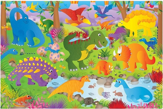 Großes Dinosaurier-Bodenpuzzle mit Spielfiguren