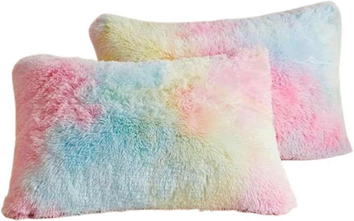 Plush Rainbow Reversible Pillow Cases