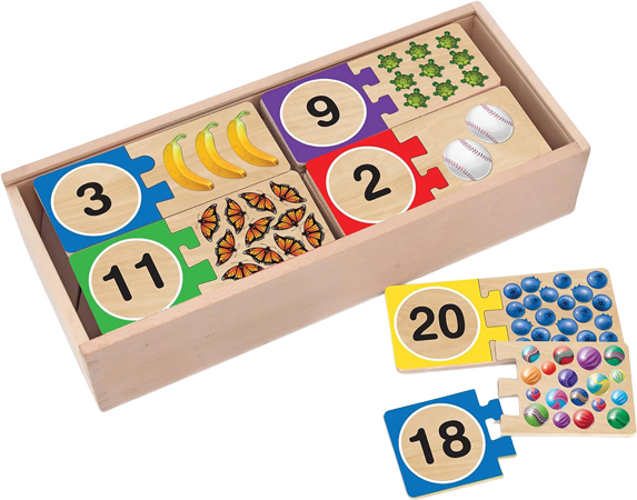 Holz-Zahlenpuzzle mit Zählbildern