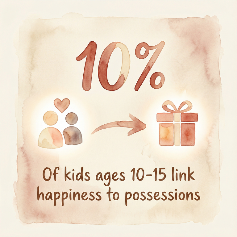 Stat showing only 10 percent of kids ages 10-15 link happiness to possessions