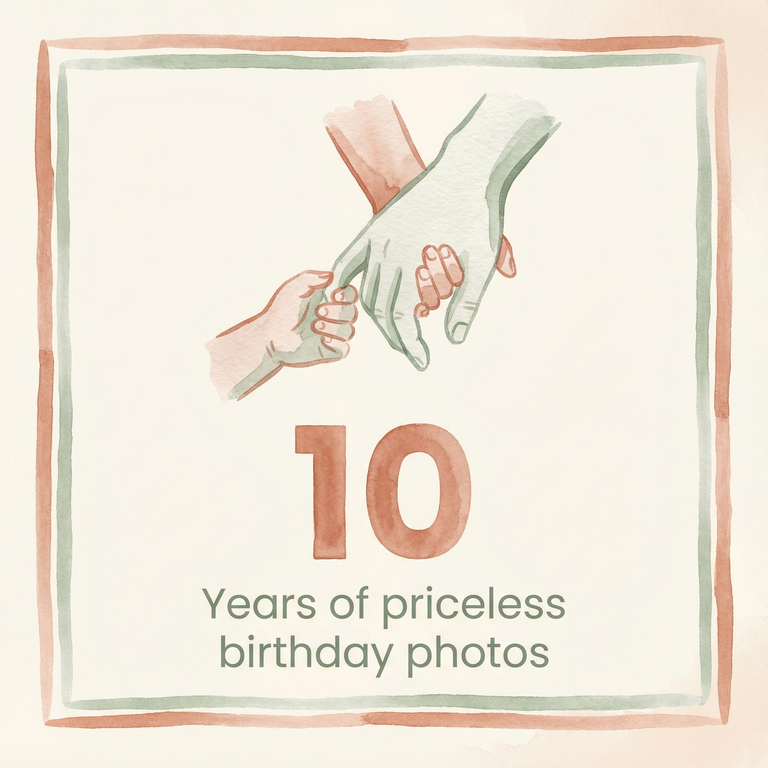 Stat highlighting 10 years of priceless birthday photos from crown tradition