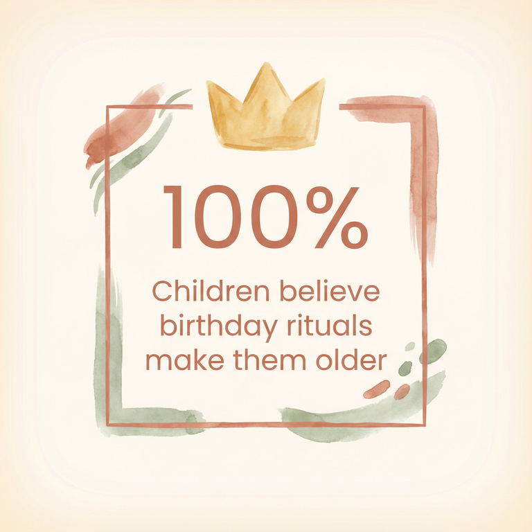 Stat showing 100 percent of children believe birthday rituals make them older