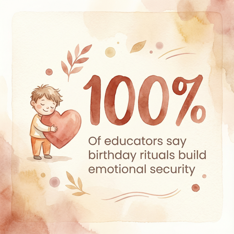 Stat showing 100 percent of educators say birthday rituals build emotional security