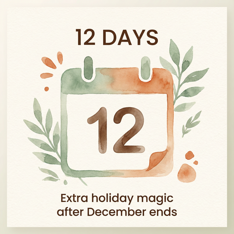 Calendar icon showing 12 days of extra holiday magic after December