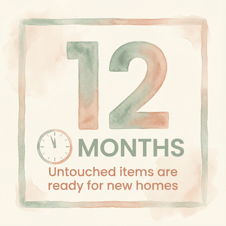 Stat showing 12 months as the timeframe when untouched items are ready for new homes