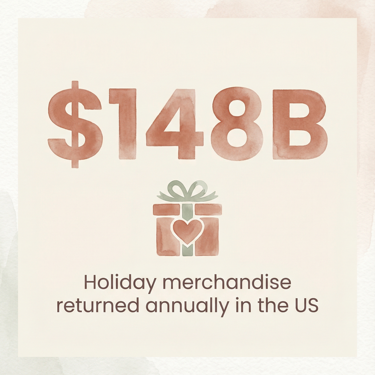 Stat showing 148 billion dollars of holiday merchandise returned annually in the US