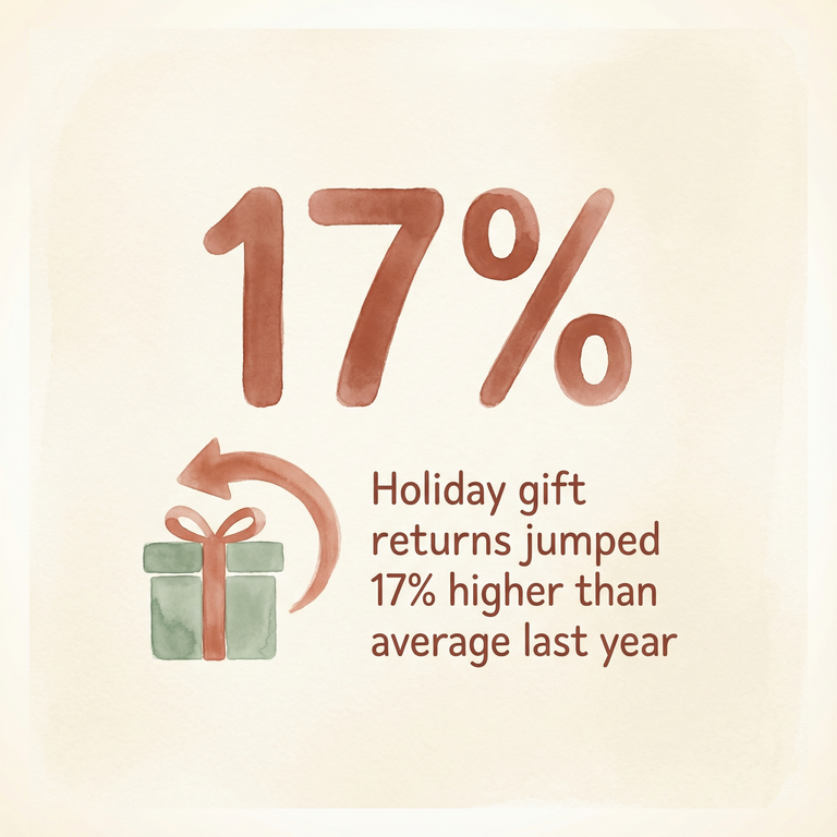 Stat showing holiday gift returns jumped 17 percent higher than average