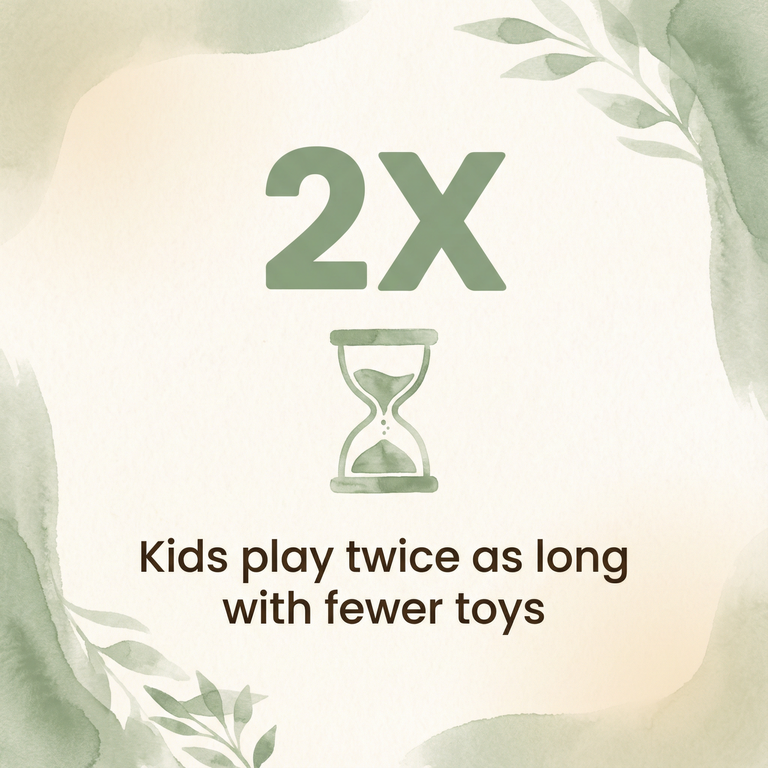 Stat box showing kids play 2X longer with fewer toys