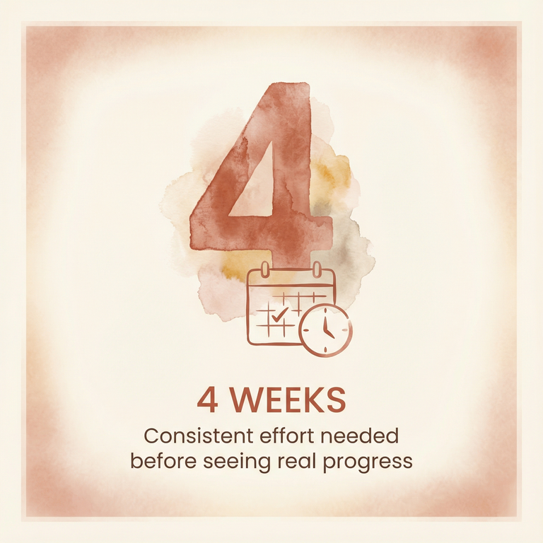 4 weeks of consistent effort needed before seeing real progress statistic