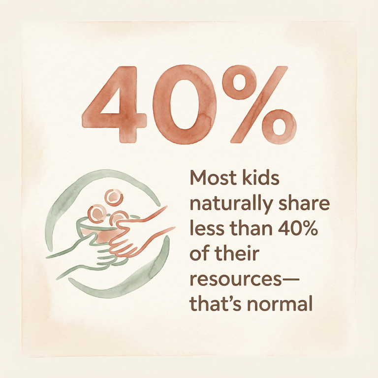 Stat showing most children naturally share less than 40 percent of their resources which is developmentally normal