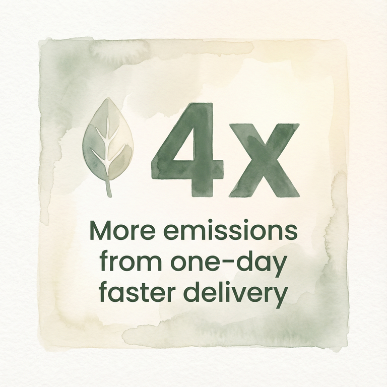 Stat showing 4 times more emissions from one-day faster delivery