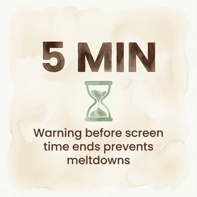 Stat box showing 5-minute warning before screen time ends prevents meltdowns