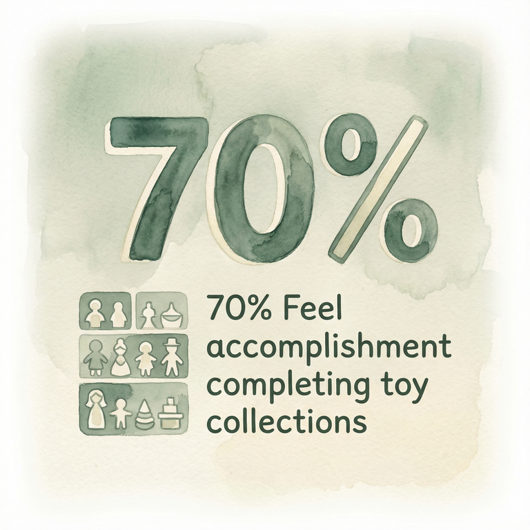Statistic showing 70 percent of consumers feel accomplishment completing toy collections