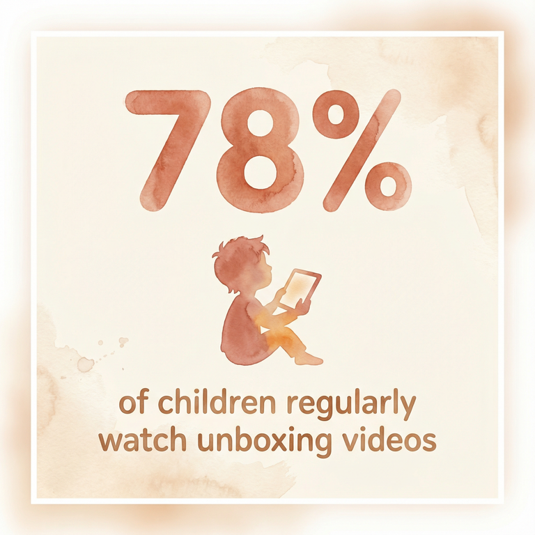 Stat showing 78 percent of children regularly watch unboxing videos