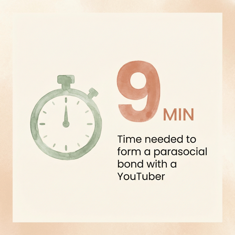 Statistic showing parasocial bonds can form in just 9 minutes of watching a YouTuber