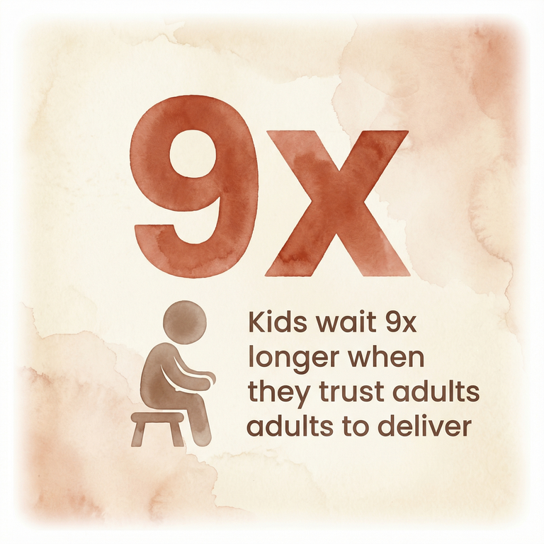 Stat showing kids wait 9 times longer when they trust adults to deliver promised rewards
