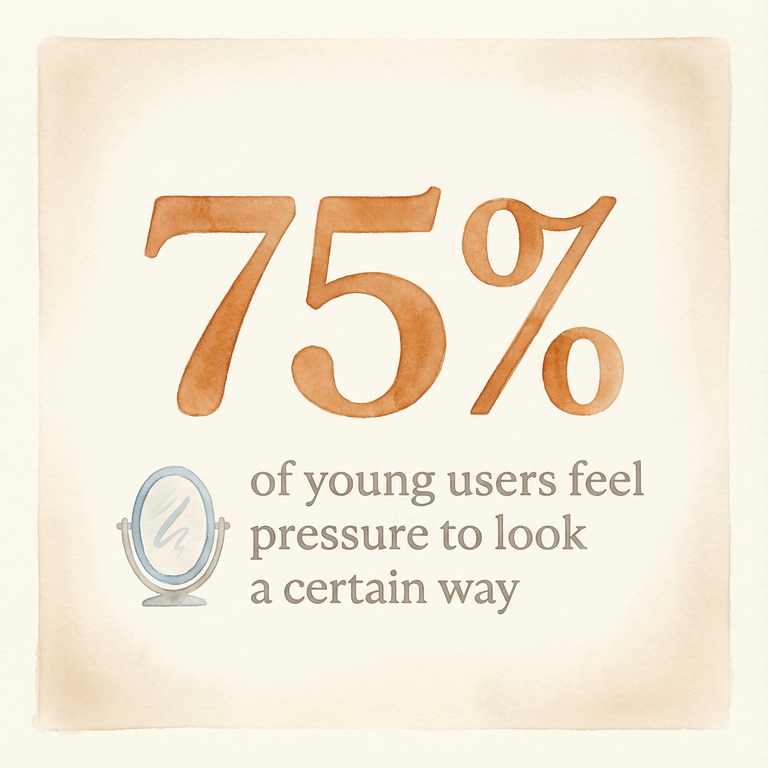 Statistic showing 75 percent of young users feel pressure to look a certain way on Instagram