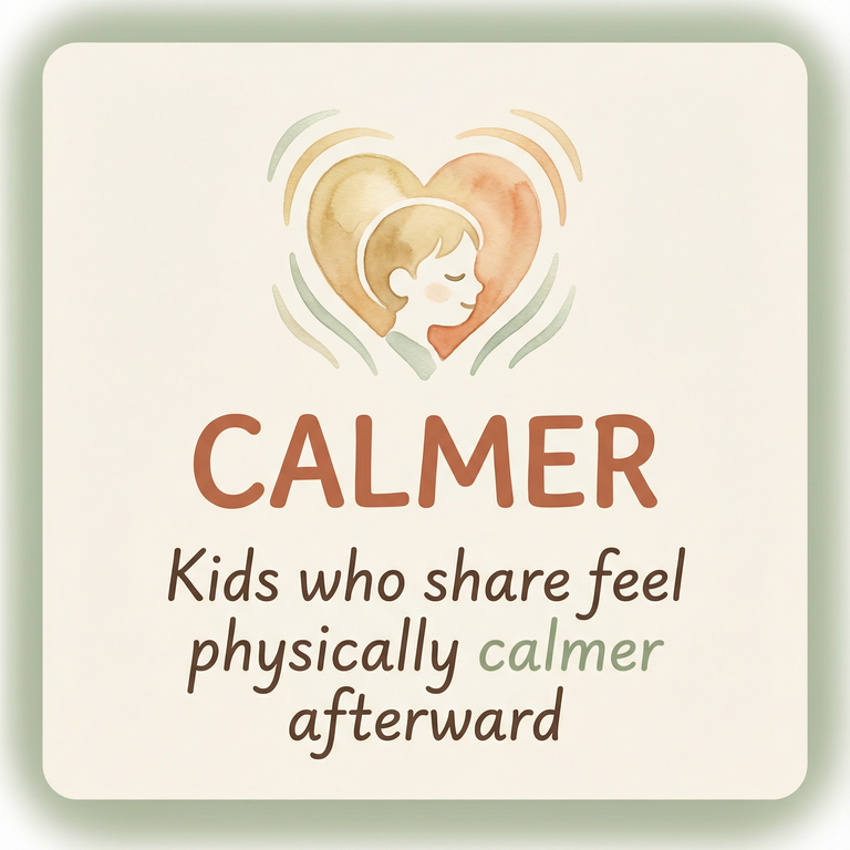 Stat showing kids who share feel physically calmer afterward