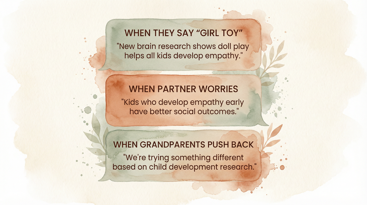 Response scripts for handling family criticism about boys playing with dolls