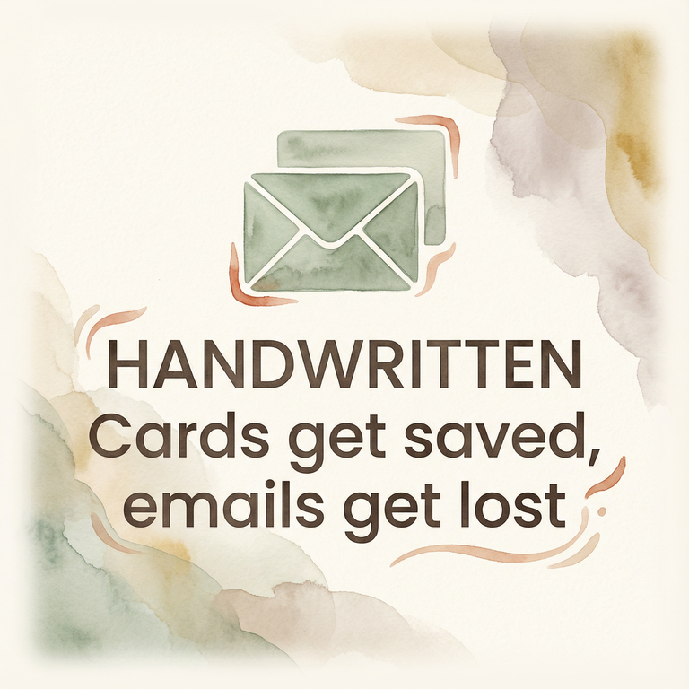 Stat highlighting that handwritten cards get saved while emails get lost