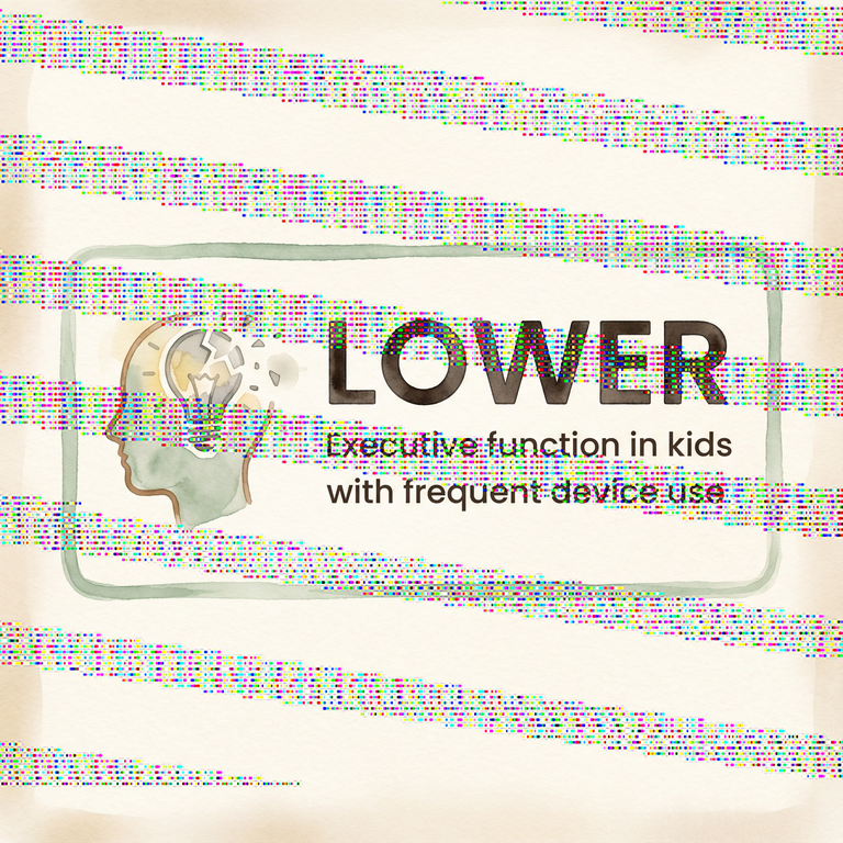 Stat box showing lower executive function in kids with frequent device use