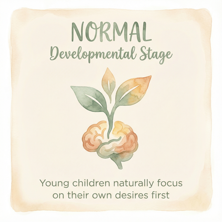 Reassuring stat showing young children naturally focus on their own desires as a normal developmental stage