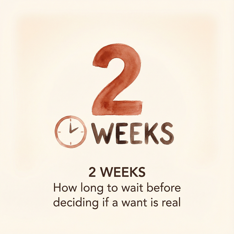 Stat showing 2 weeks is how long to wait before deciding if a want is real