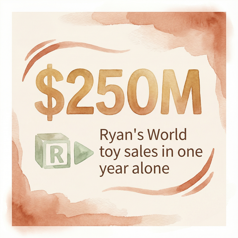 Stat showing 250 million dollars in Ryan's World toy sales in one year
