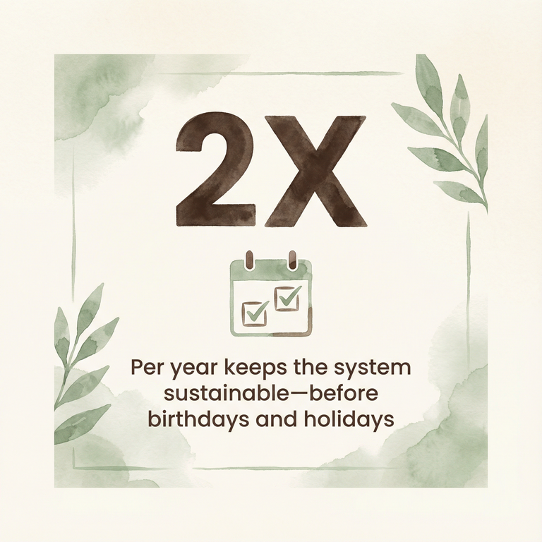 2X per year stat for sustainable toy management rhythm