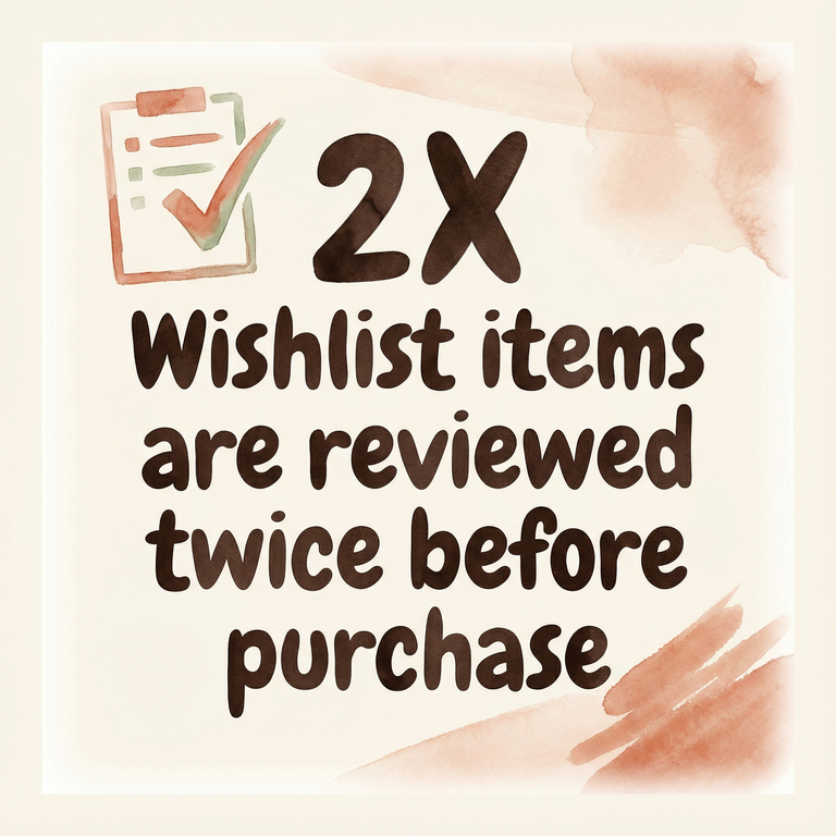Stat showing wishlist items are reviewed twice before purchase