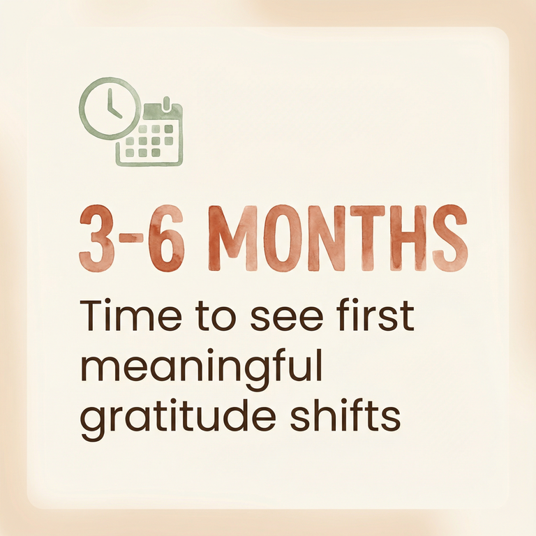 Calendar icon showing 3-6 months as time to see first meaningful gratitude shifts