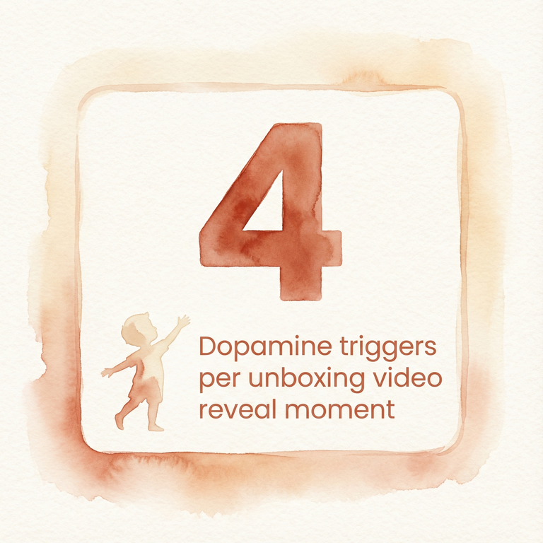 Stat showing 4 dopamine triggers per unboxing video reveal moment