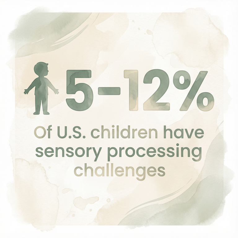 Stat box showing 5-12% of U.S. children have sensory processing challenges