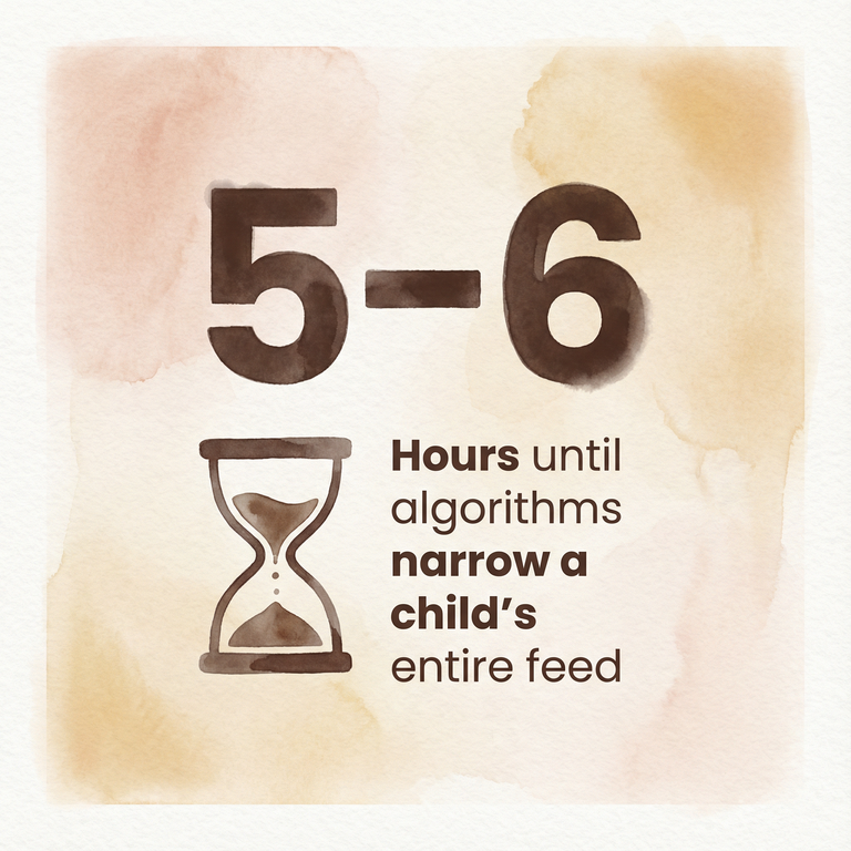 Stat showing 5-6 hours until algorithms narrow a child's entire feed
