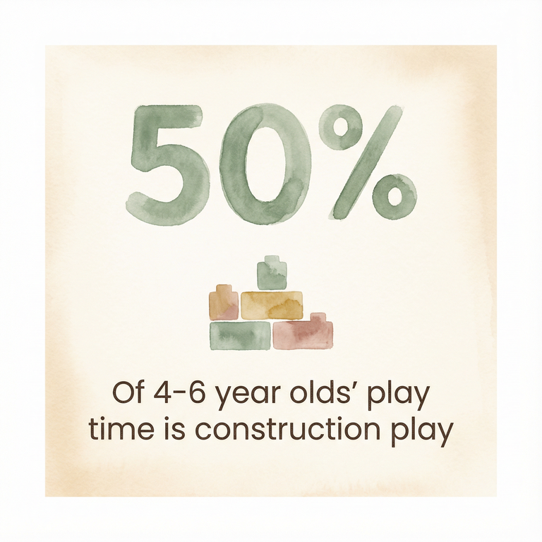 Stat showing 50 percent of 4 to 6 year olds play time is construction play
