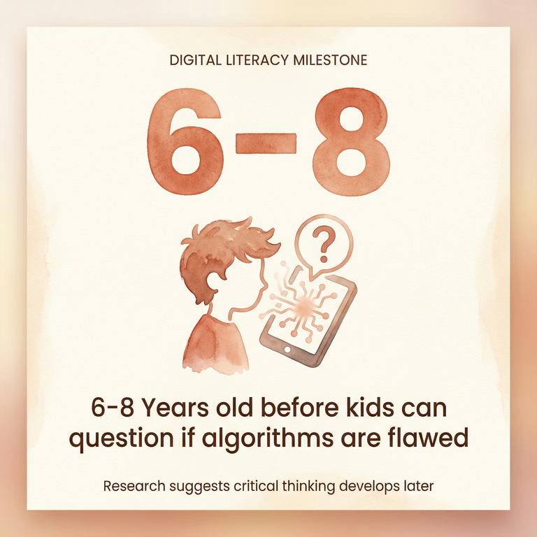 Stat showing children ages 6-8 before they can question if algorithms are flawed