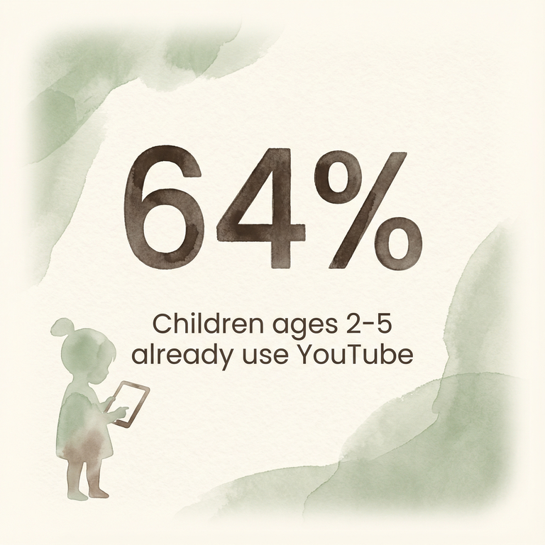Statistic showing 64 percent of children ages 2 to 5 already use YouTube