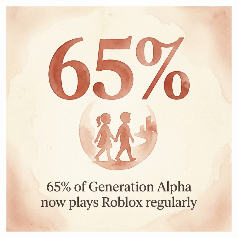 Statistic showing 65 percent of Generation Alpha now plays Roblox regularly