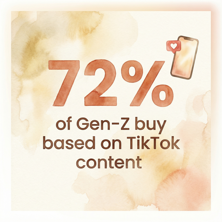Stat showing 72 percent of Gen-Z make purchases based on TikTok content