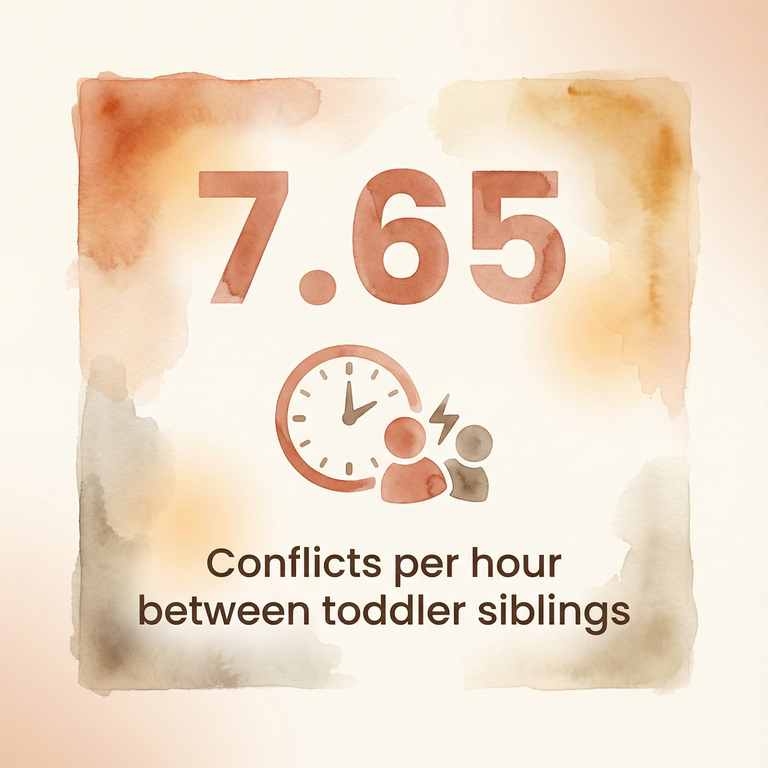 Statistic showing 7.65 conflicts per hour between toddler siblings