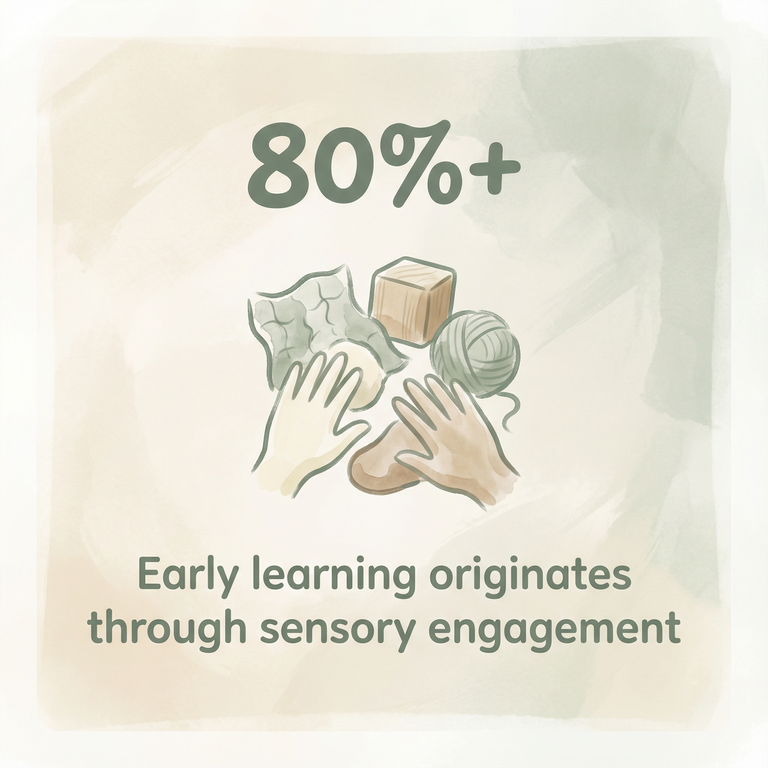 Stat graphic showing 80 percent of early learning originates through sensory engagement