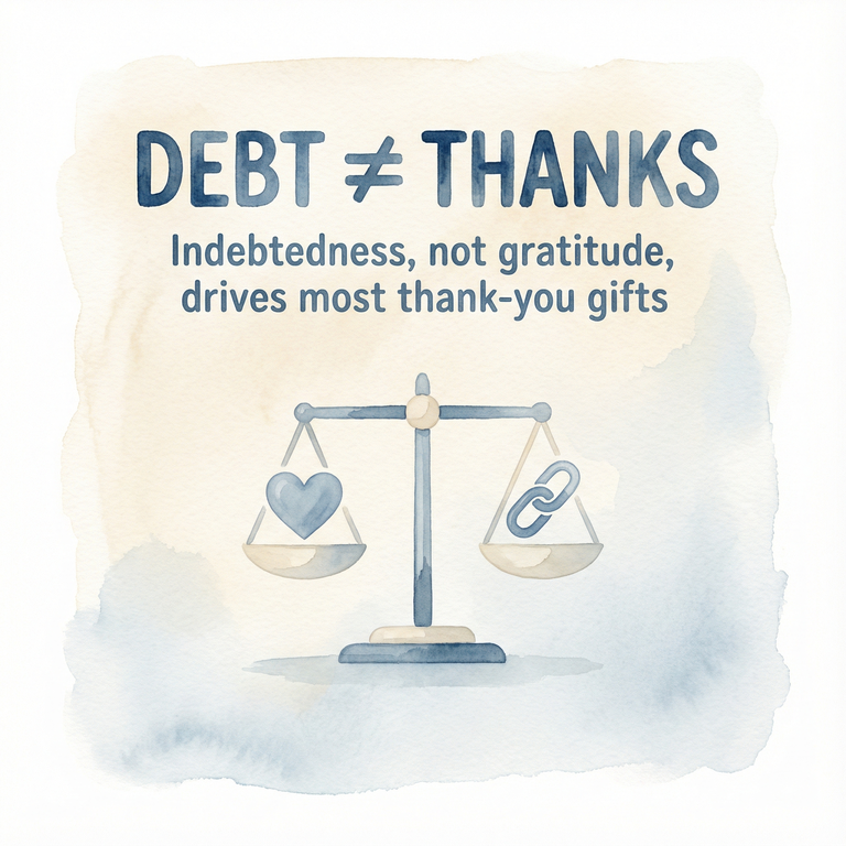 Research statistic showing indebtedness not gratitude drives most thank-you gifts