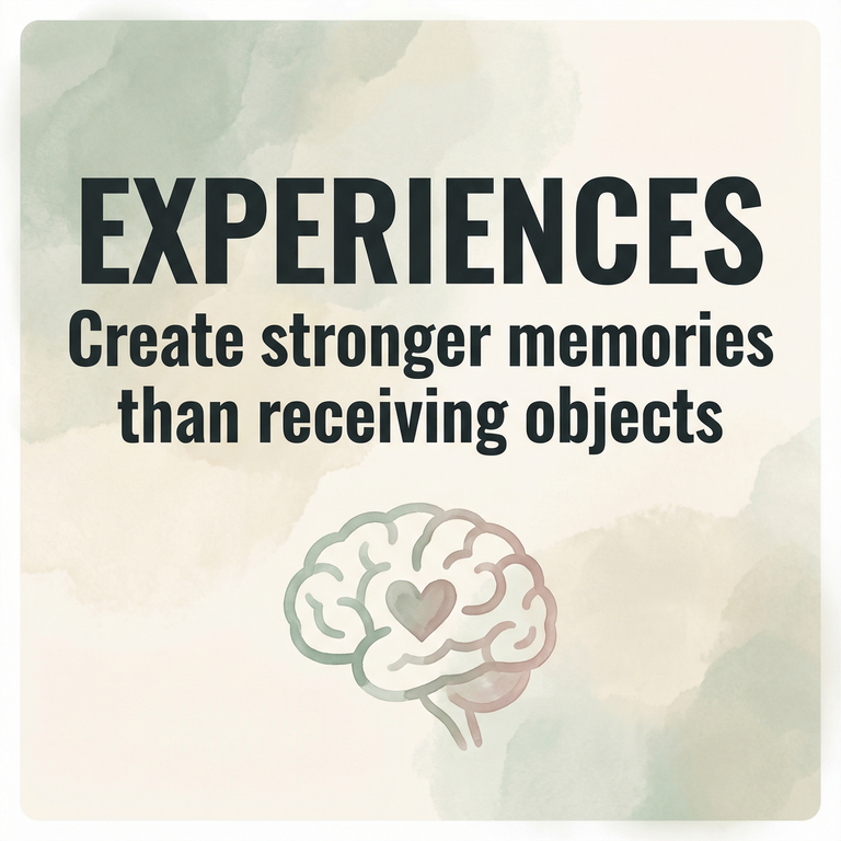 Statistic showing experiences create stronger memories than receiving objects